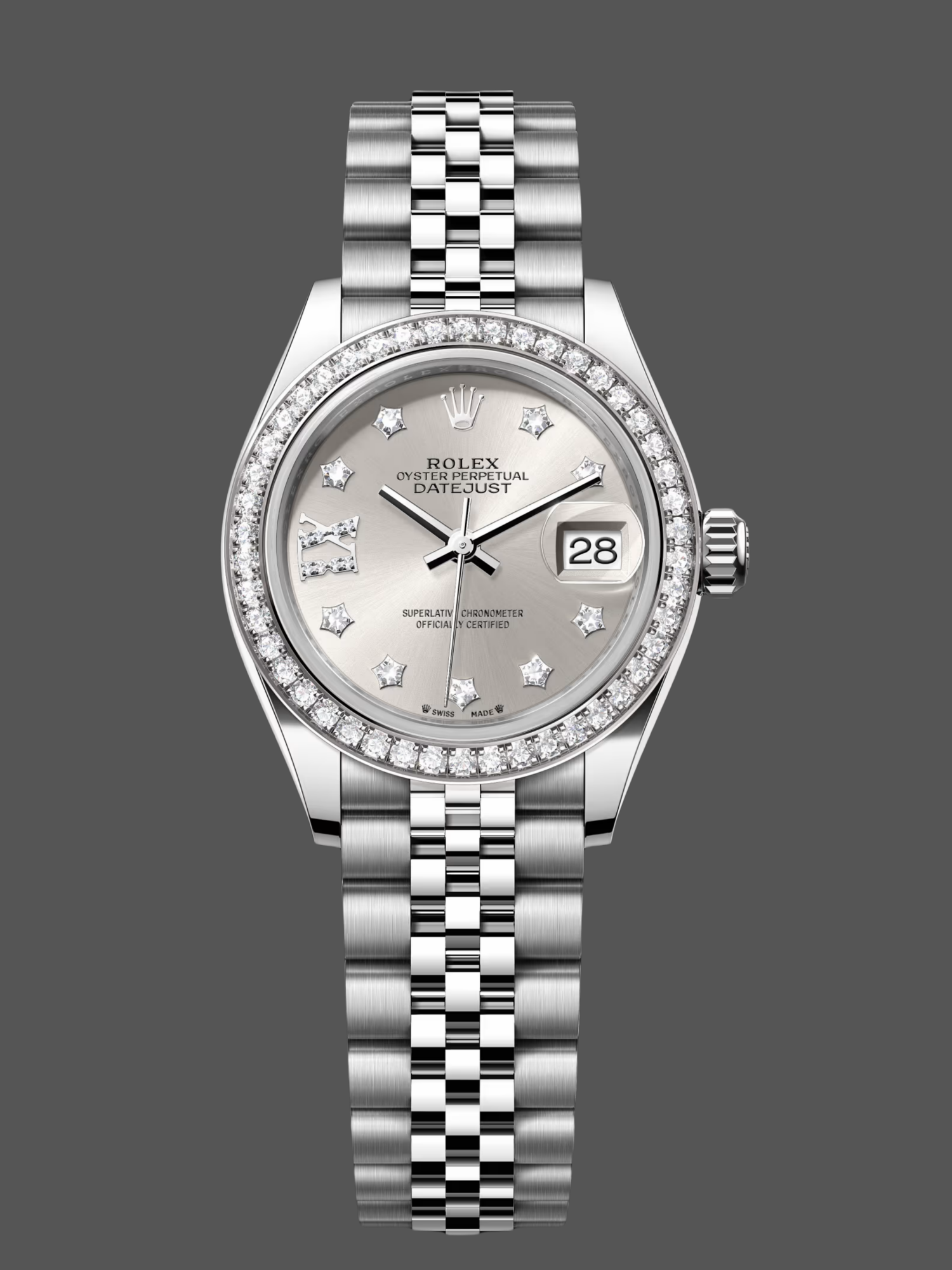 Rolex Datejust 28 Silver Dial Diamond Bezel m279384rbr 0021 Women's Watch