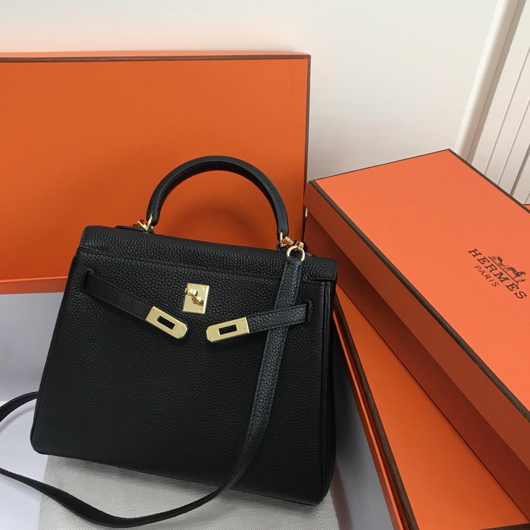 Original Copy Hermes 25cm Kelly Bag Togo Leather Handbag Black