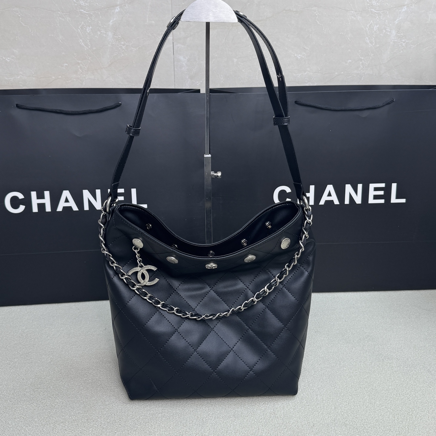 Chanel Studded Bucket Bag 9125
