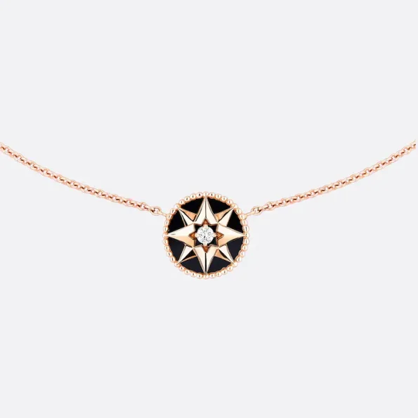 ROSE DES VENTS NECKLACE, Black Onyx, Rose Gold