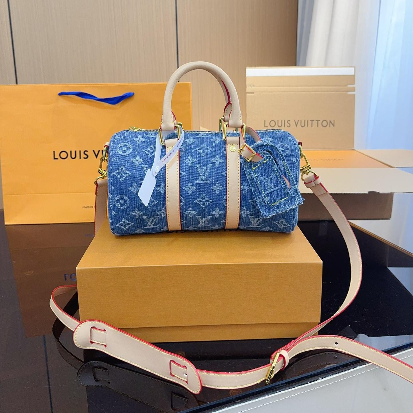 Louis Vuitton LV Keepall 25 Denim Handbag Shoulder Bag(Replica)