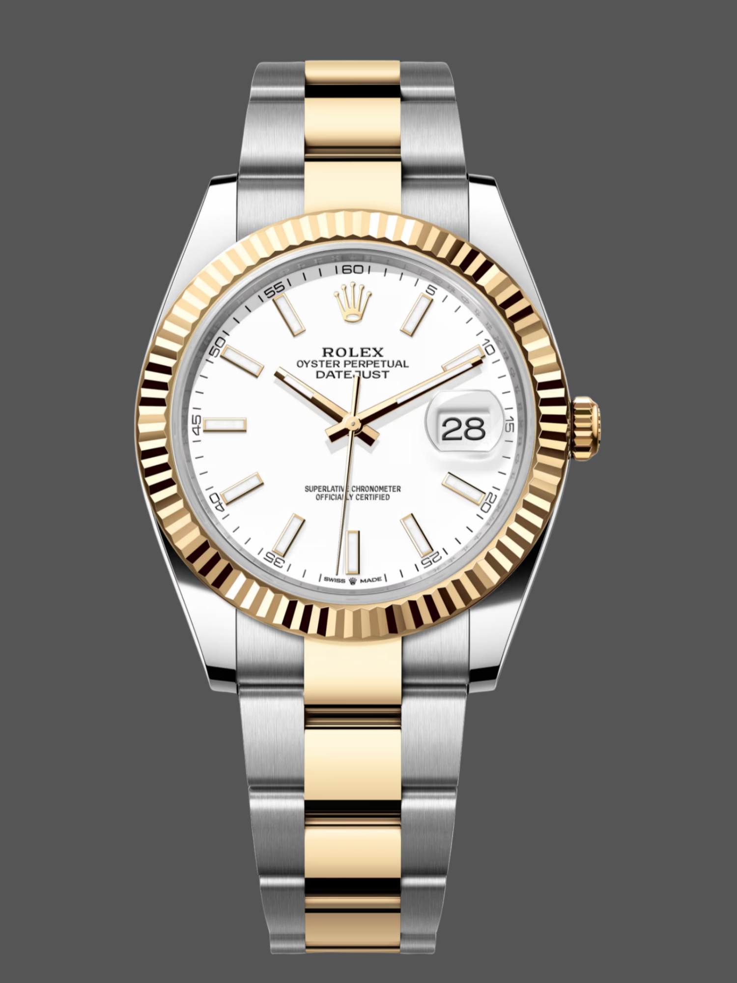 Rolex Datejust 126333 0015 White Index Oyster 41mm Two Tone Steel