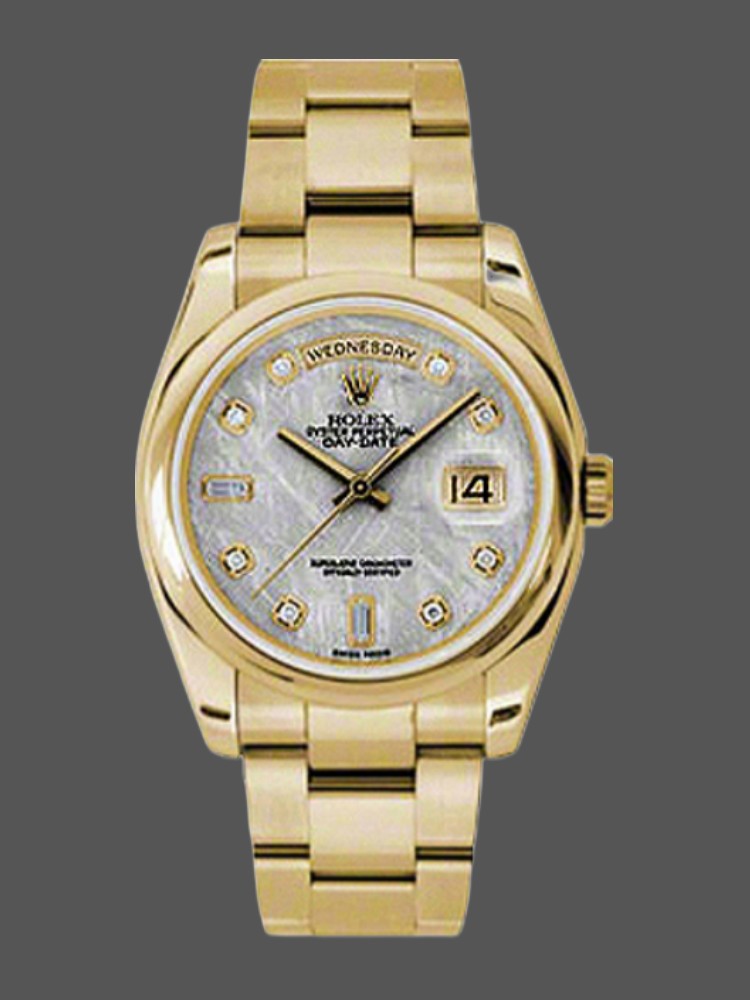 Rolex Day-Date 118208 Meteorite Grey Diamond Dial 36mm Unisex Replica Watch
