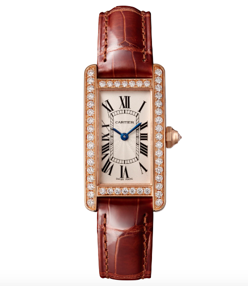 Cartier Tank Am茅ricaine Small Model 18K Rose Gold & Diamonds Ladies Watch, WJTA0028