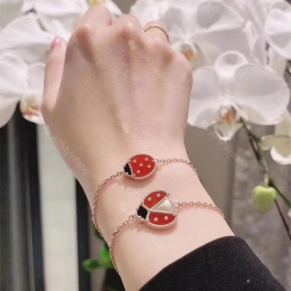Ladybug Bracelet, Two Style, Perfect Van Cleef Dupe, Rose Gold