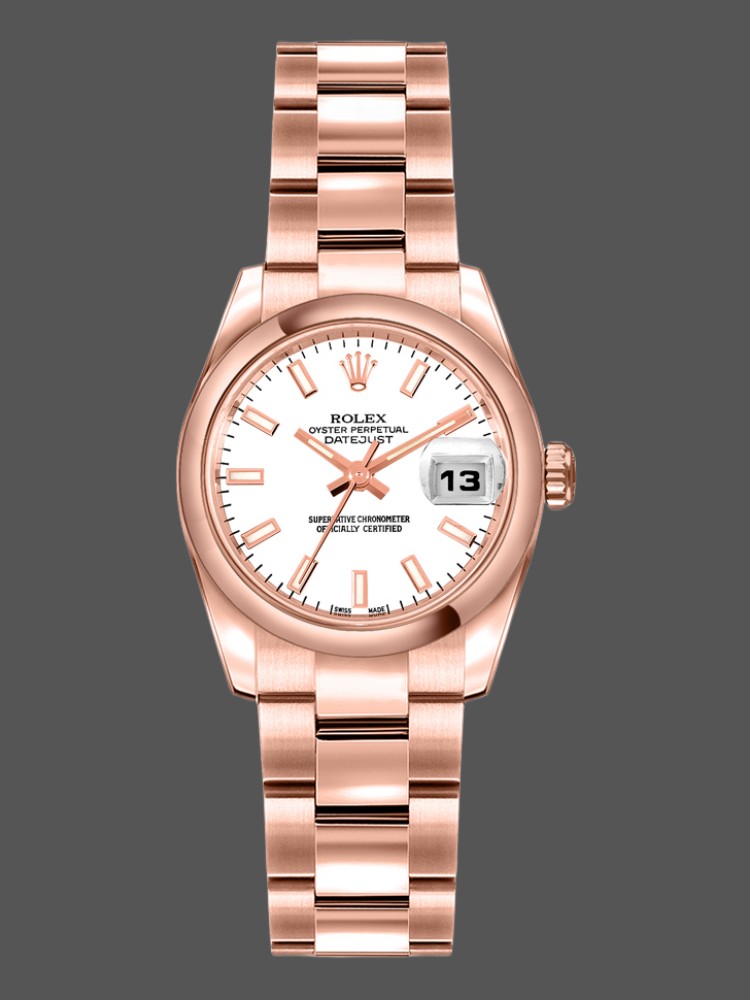 Rolex Datejust 179165 Everose Gold White Index Dial 26MM Lady Replica Watch