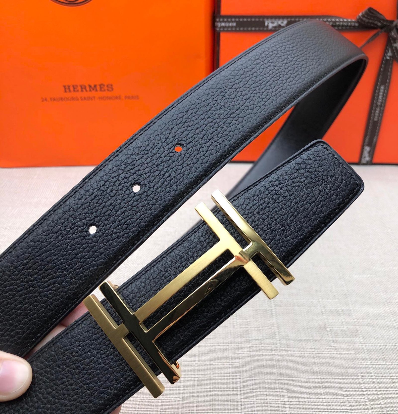 Hermes H Belt Buckle & Reversible Black For Women, Women Belt 380MM