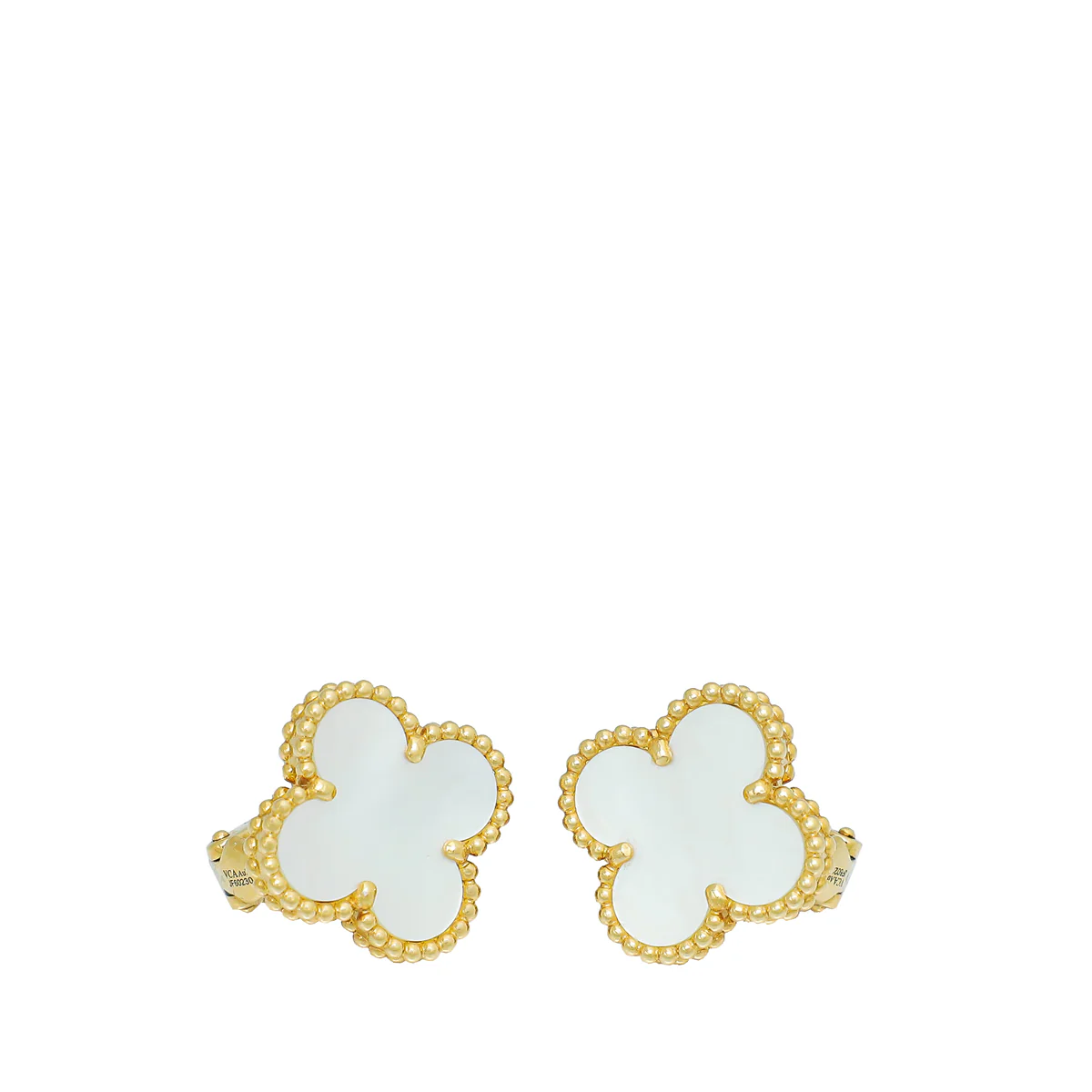 Van Cleef & Arpels 18K Yellow Gold MOP Vintage Alhambra Earrings