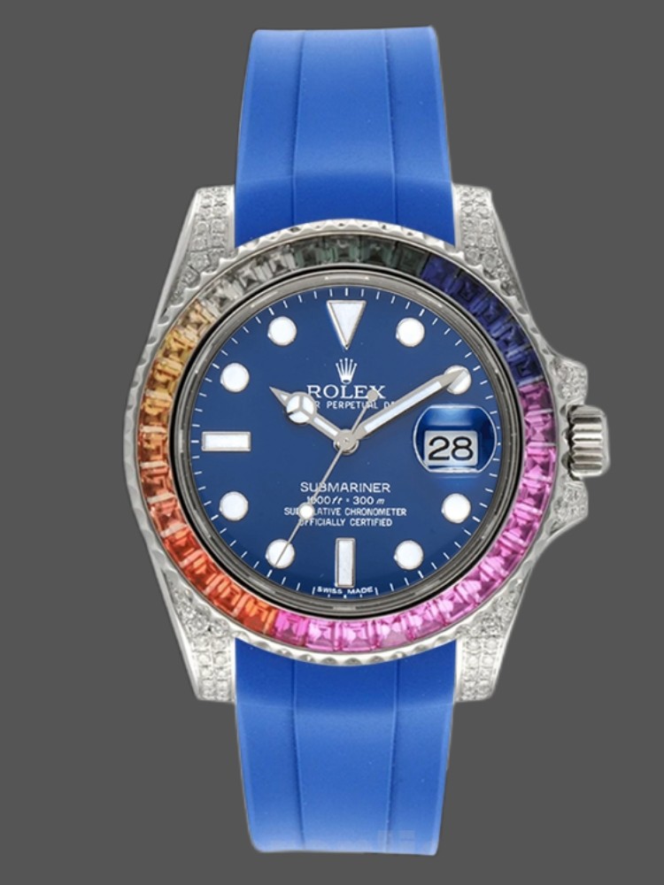 Rolex Submariner 116610 Blue Dial Blue Rubber strap 40mm Mens Replica Watch
