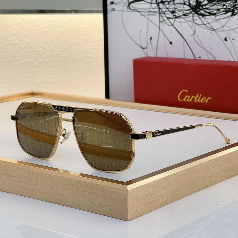 Cartier Metal Mirror Leg Logo Sunglasses Top quality 锛�Replica锛�