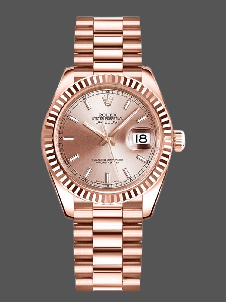 Rolex Datejust 178275 Rose Gold Pink Index Dial 31mm Lady Replica Watch