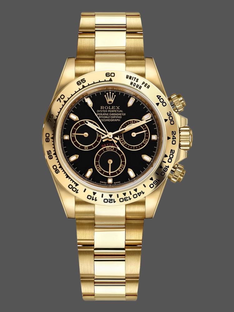 Rolex Daytona 116508 Yellow Gold Black Index Dial 40MM Mens Replica Watch