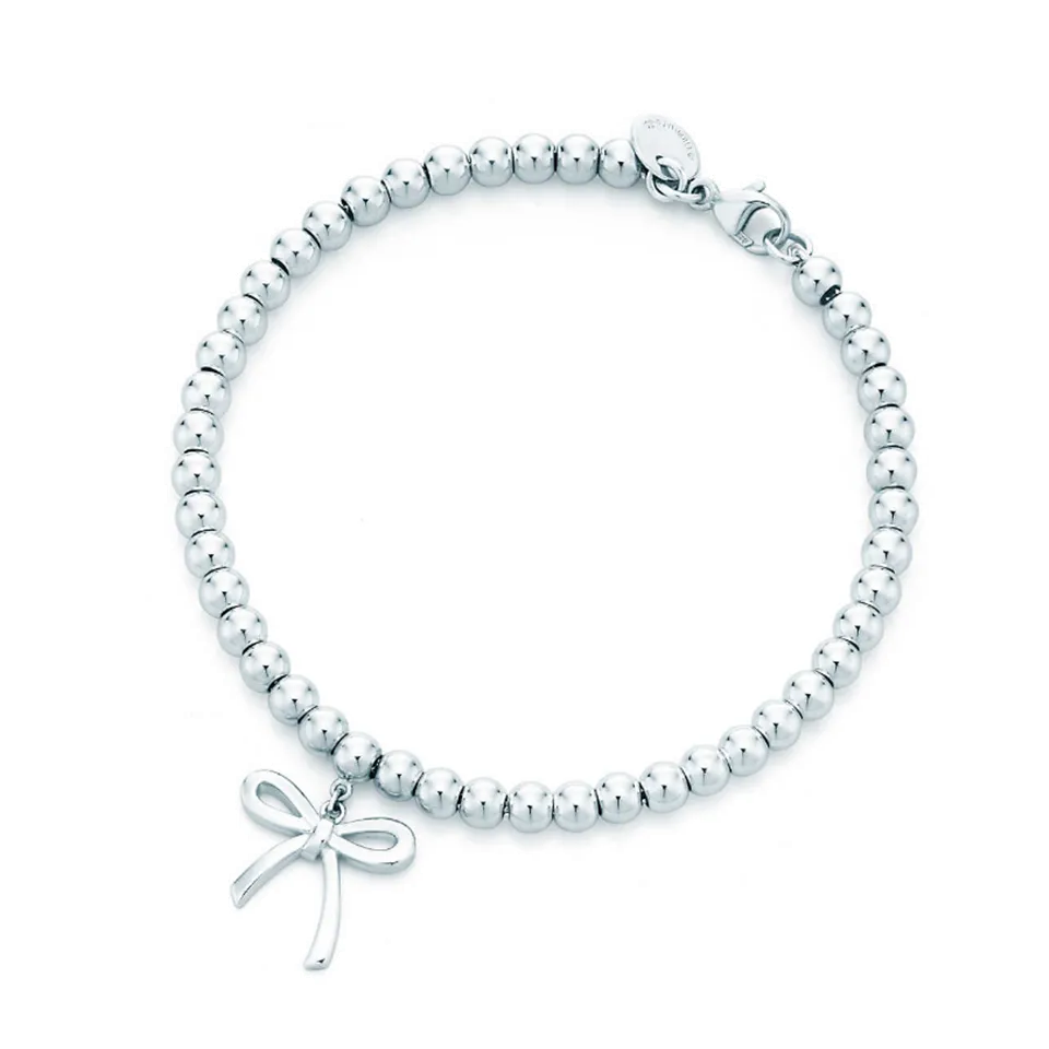 Knockoff Tiffany Bow Bead Bracelet 925 Sterling Silver Toned UK Price GRP06349