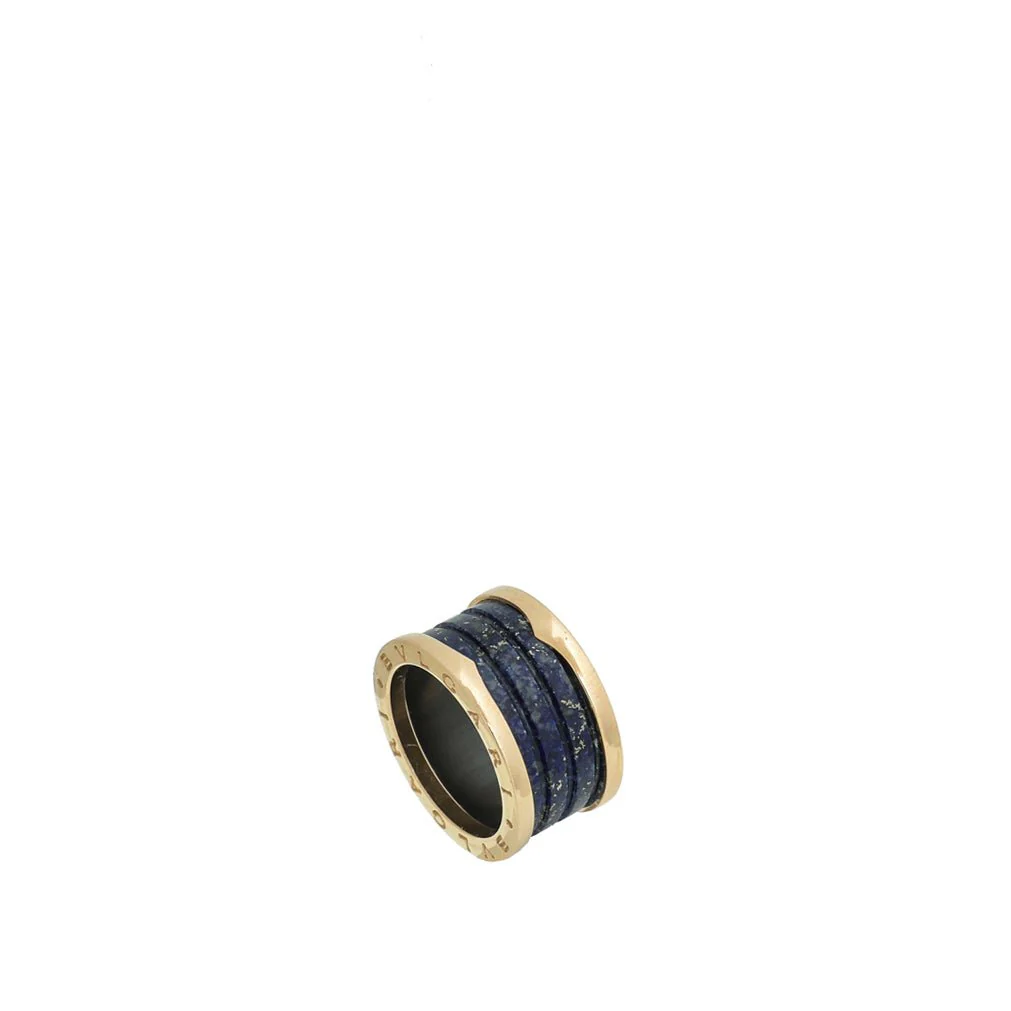Bvlgari 18K Rose Gold Blue Marble b Zero1 Band 4 Ring 54
