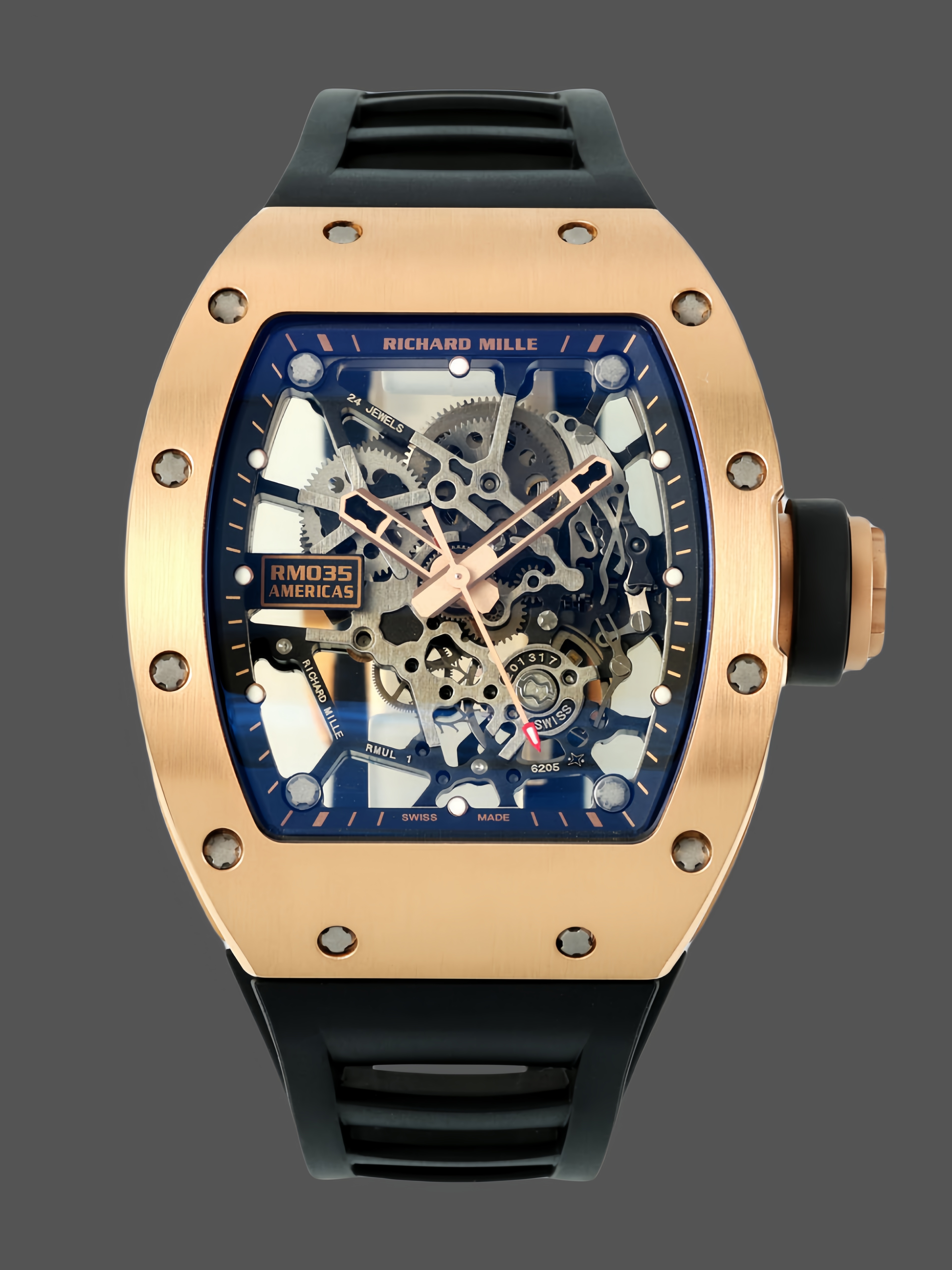 Richard Mille RM 035 Black Toro Nadal Rose Gold Replica Watch