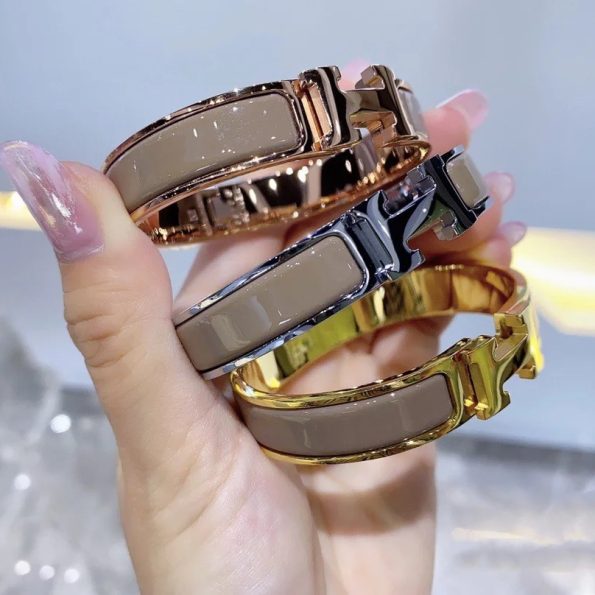 Hermes Clic H bracelet Dupe, Brown Enamel