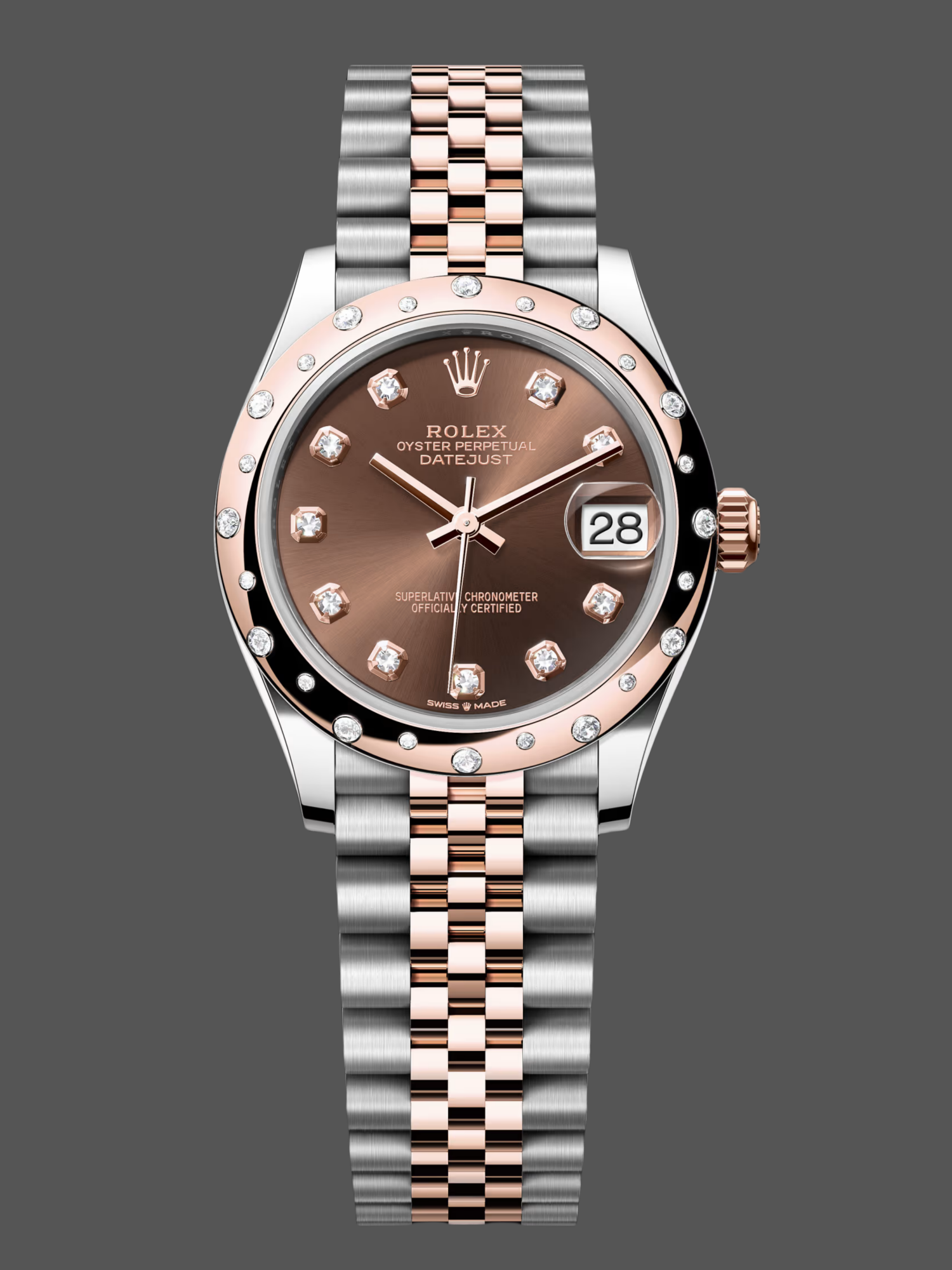 Rolex Datejust 31 Stainless Steel and Rose Gold Chocolate Diamond Dial m278341rbr 0028