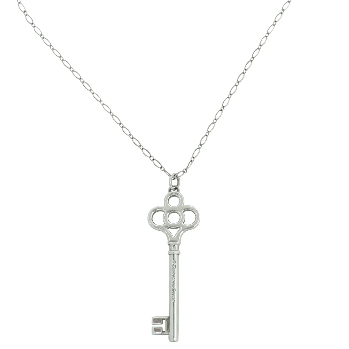 Tiffany & Co Silver Crown Large Key Pendant Necklace