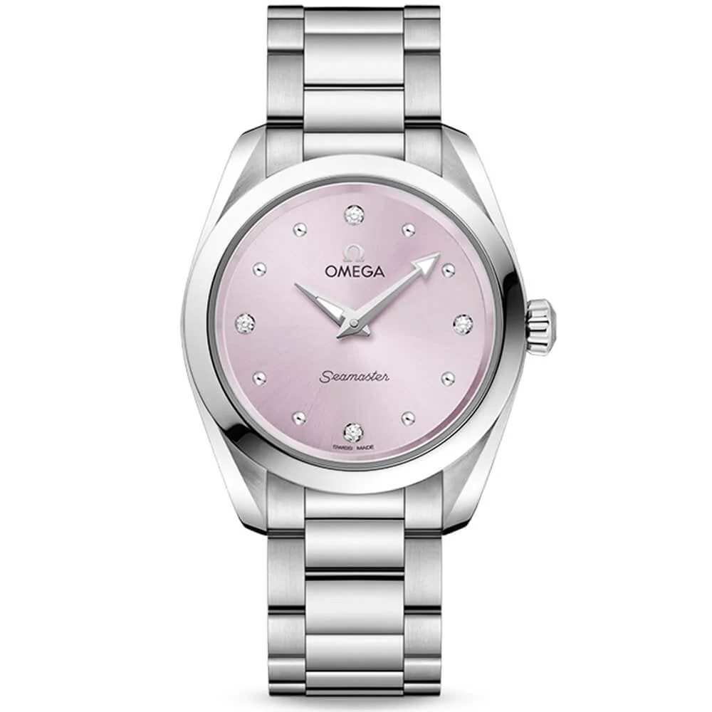 Seamaster Aqua Terra 28mm Glossy Lilac Diamond Dial Ladies Watch