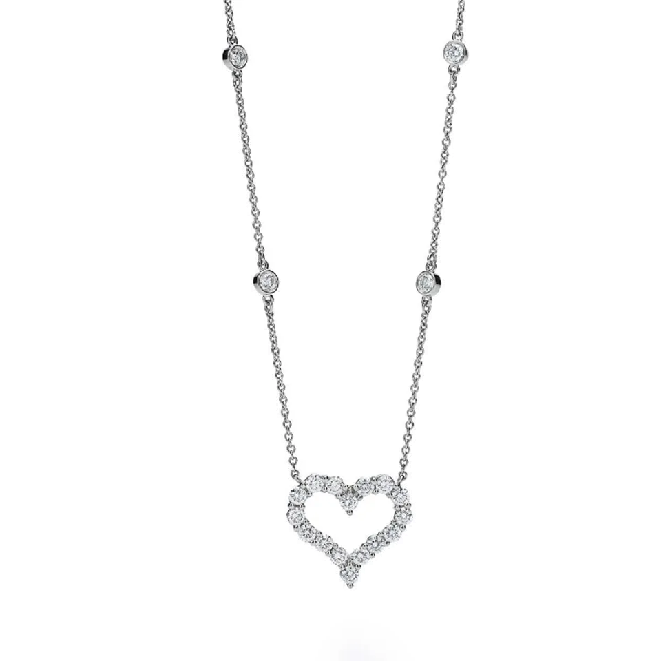 Tiffany Hearts Knockoff Diamonds Heart Necklace Pendant Women's Best Price 24469069