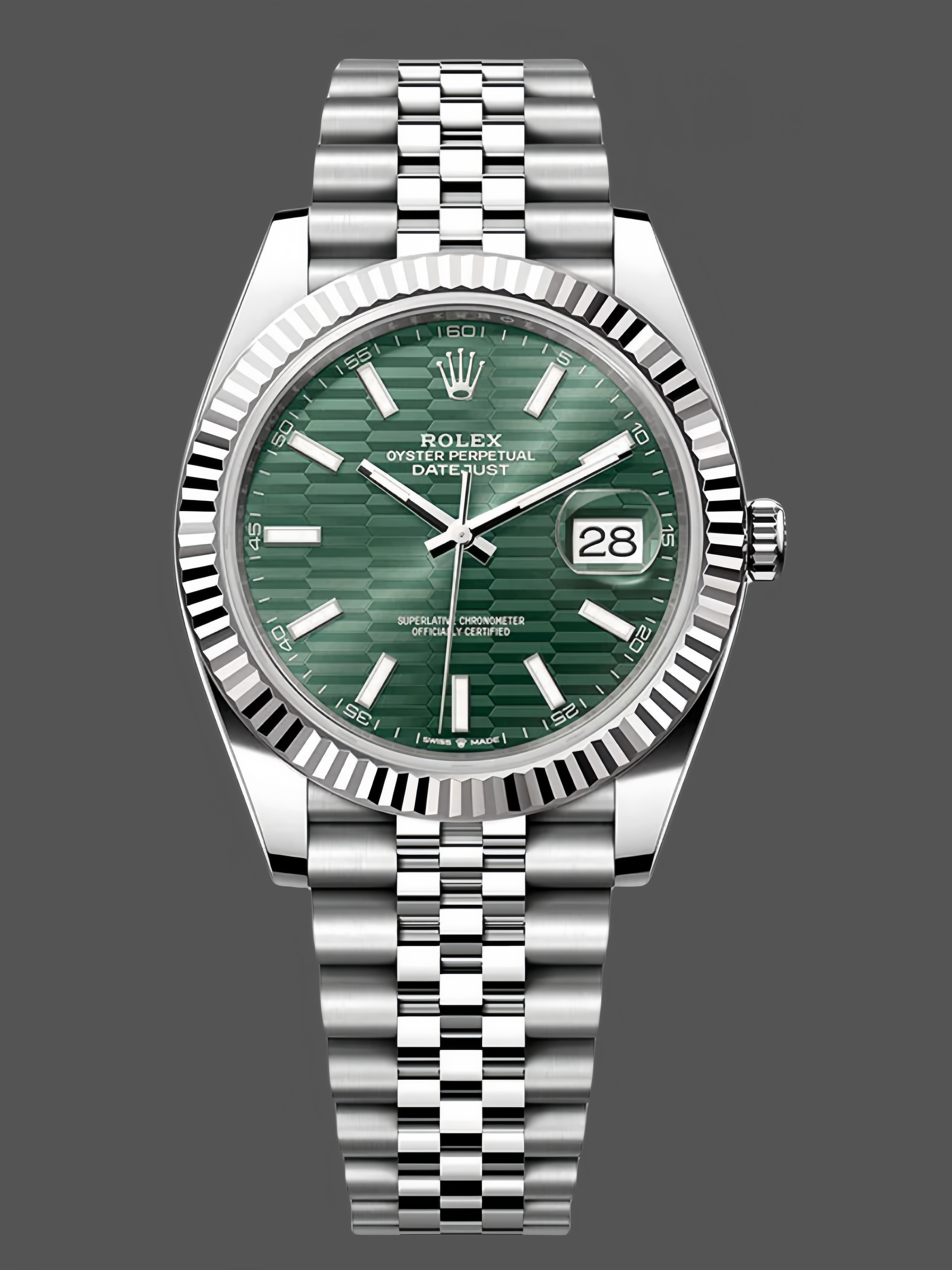 Rolex Datejust 41mm Stainless Steel 126334 0030 Mint Green Dial Fluted Jubilee