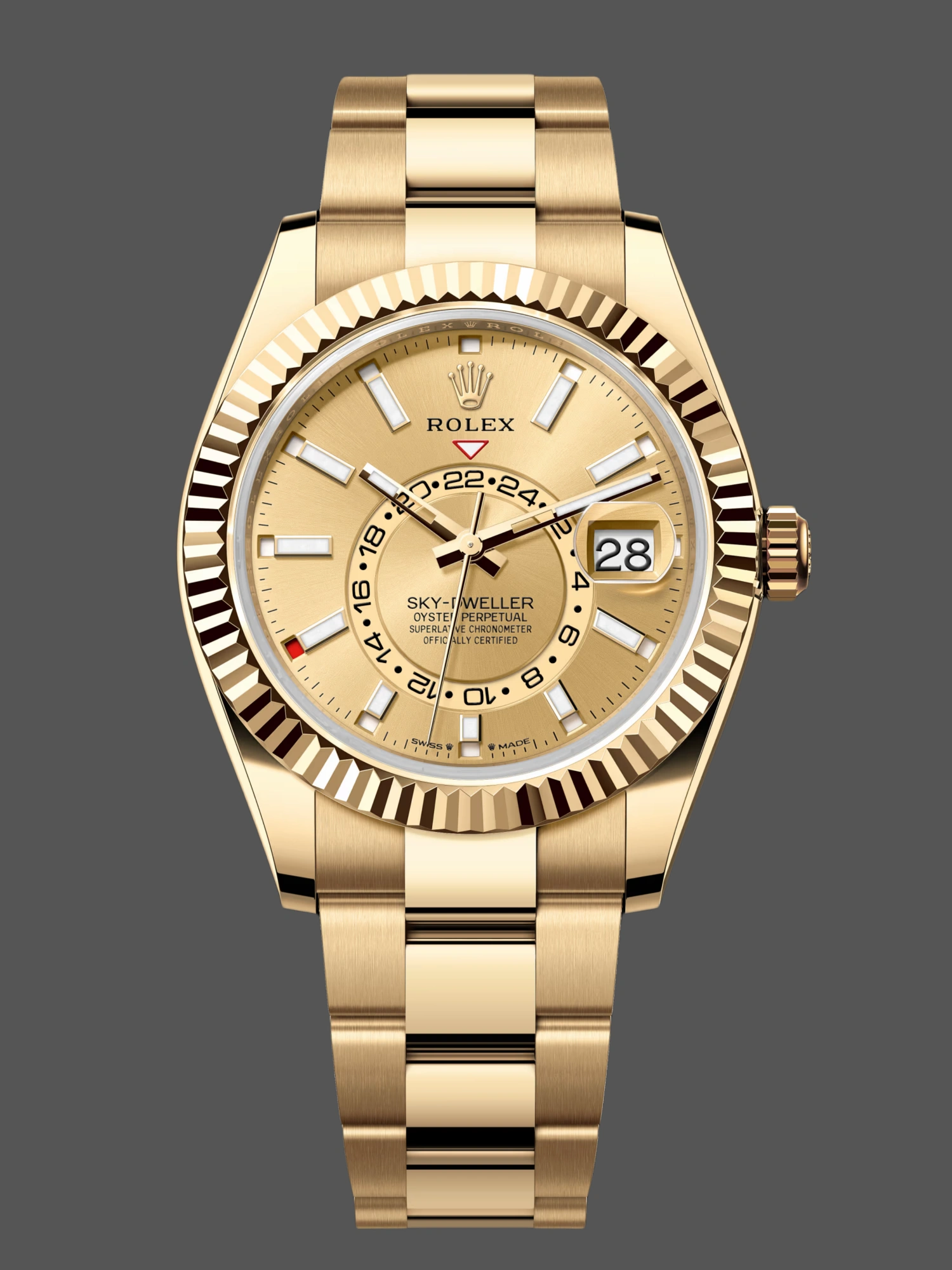 Rolex Sky Dweller 42mm Yellow Gold Champagne Dial m336938 0001 Men's Replica Watch