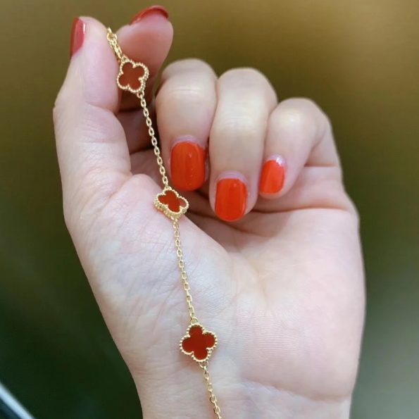 Van Cleef Bracelet Dupe, Mini Red Clover Bracelet