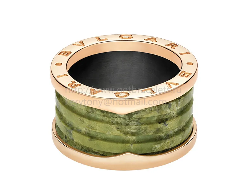 B.zero1 4-Band Rose Gold Ring with Green Marble