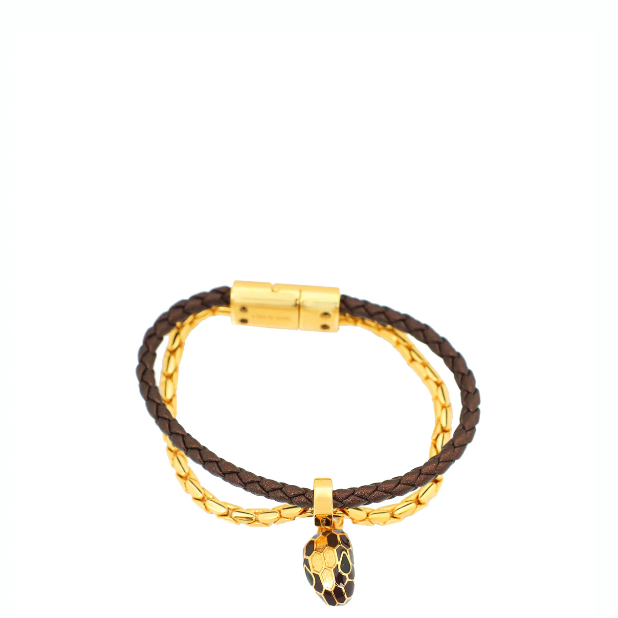 Bvlgari Metallic Chocolate Serpenti Forever Braided Chain Bracelet