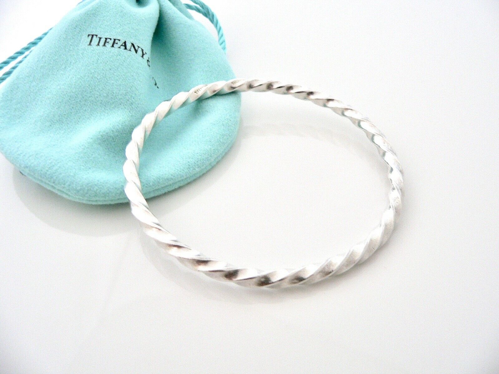 Tiffany & Co Twist Bangle Bracelet Twirl Excellent Silver Gift Pouch T and Co