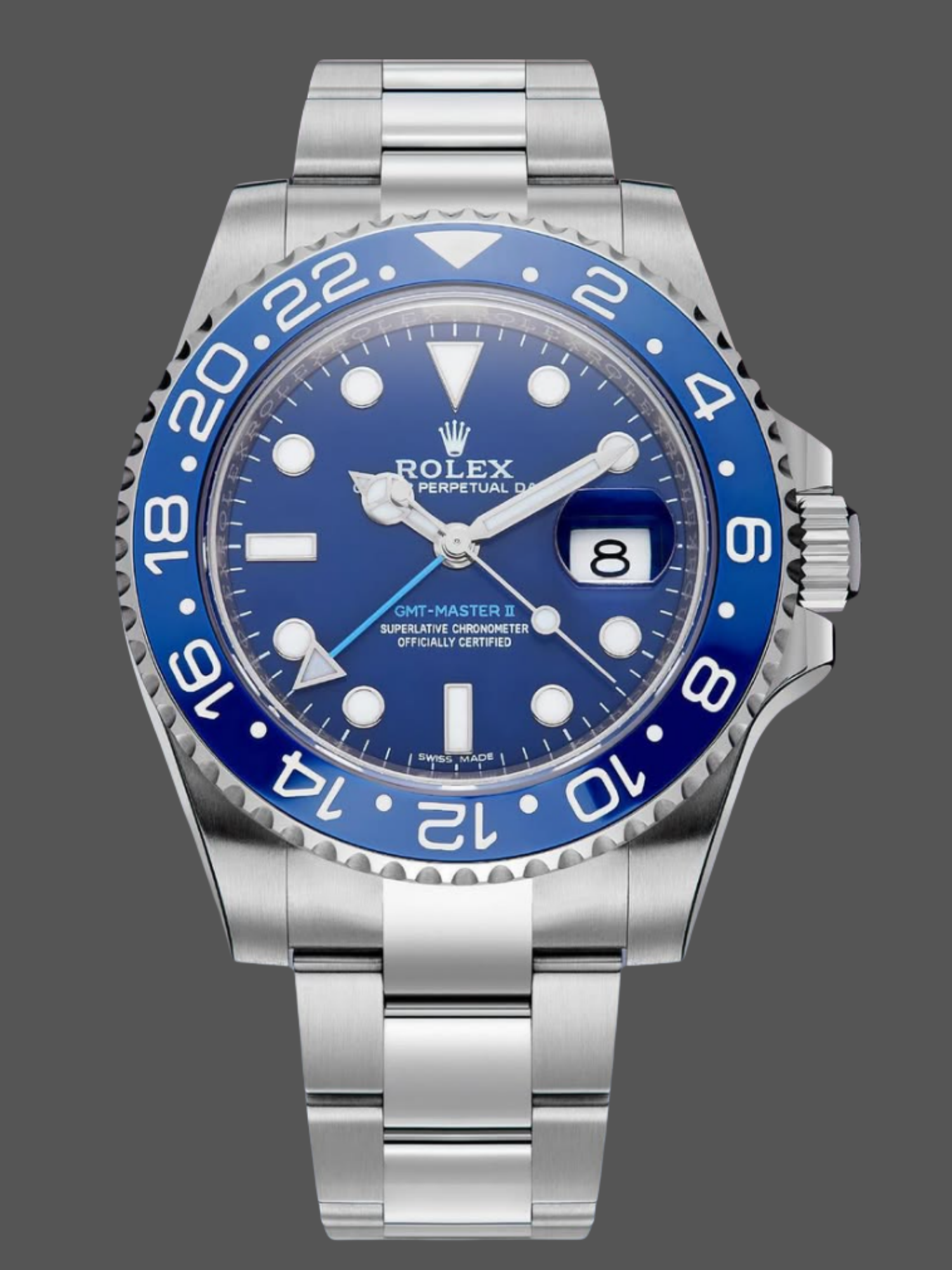 Rolex GMT Master II 126710 Wildman 904L SS Blue Dial on SS Oyster Bracelet