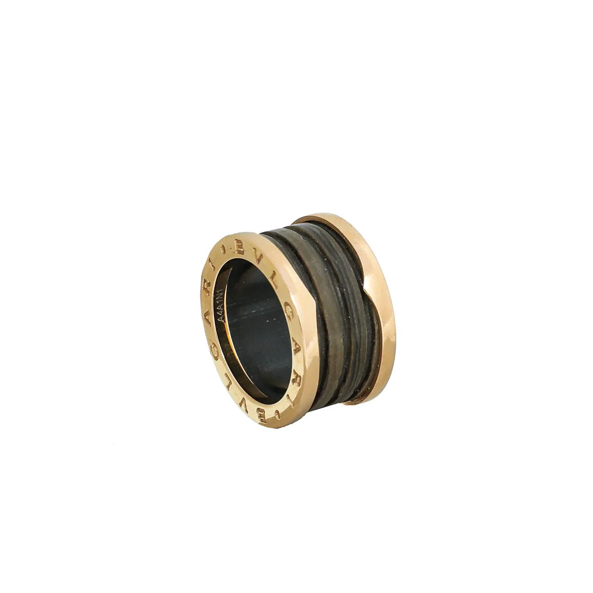 Bvlgari 18K Rose Gold Brown Marble B.Zero 4 Band Ring 51