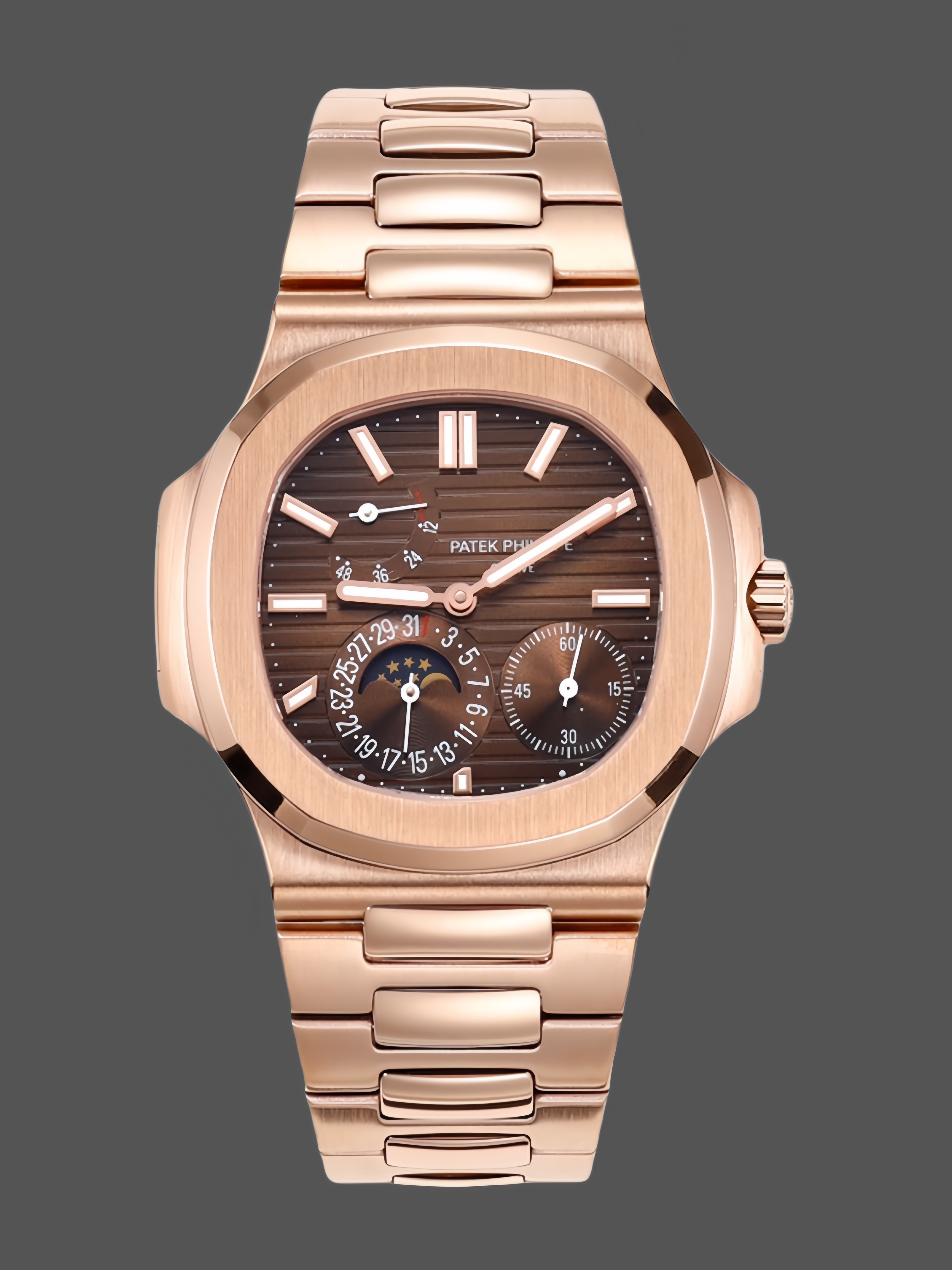 Patek Philippe Nautilus Moon Phase Rose Gold Brown Sunburst 5712 1R 001 40MM