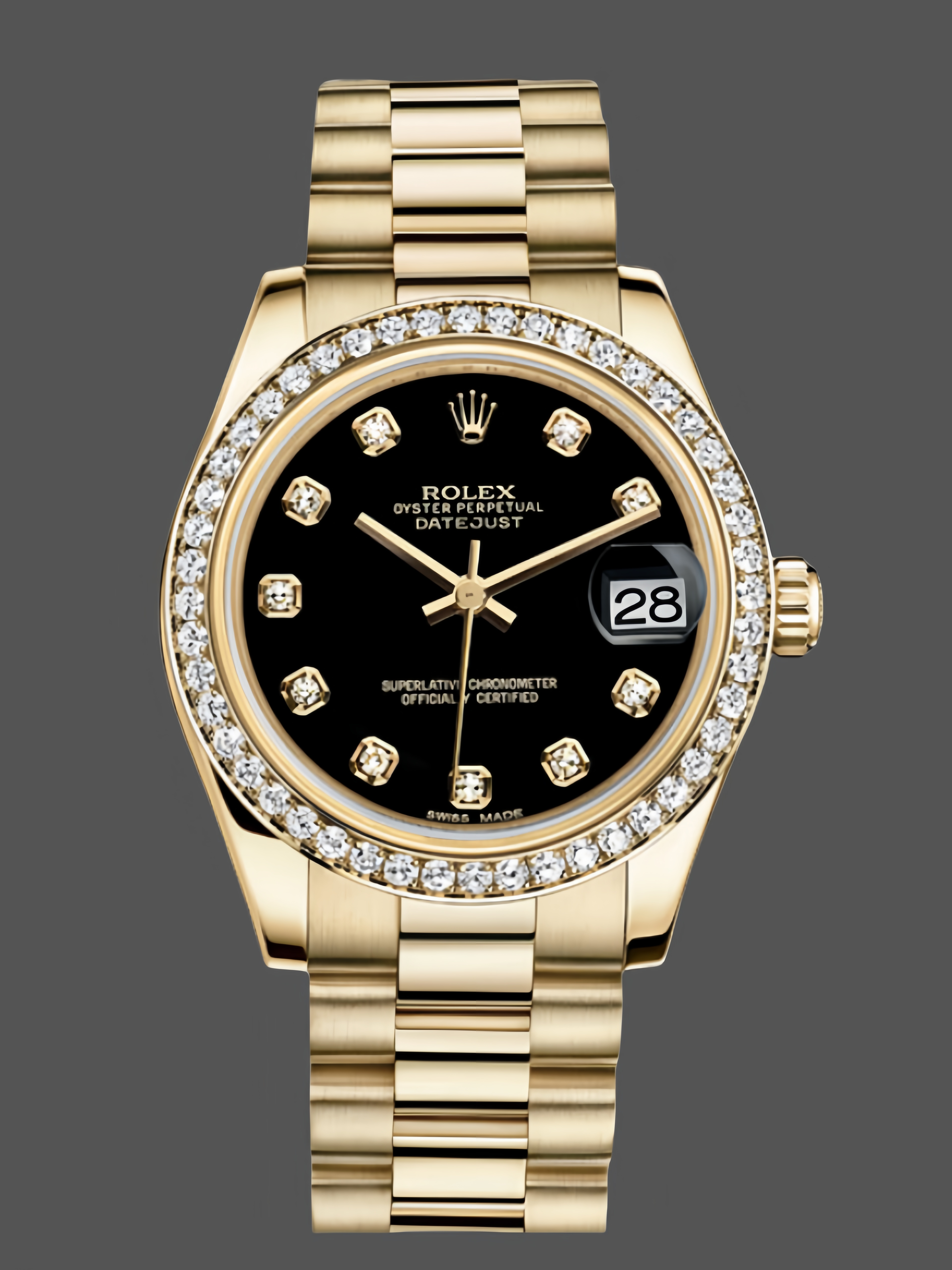 Rolex Datejust 31mm Yellow Gold Black Dial 178288 0011 Ladies Watch
