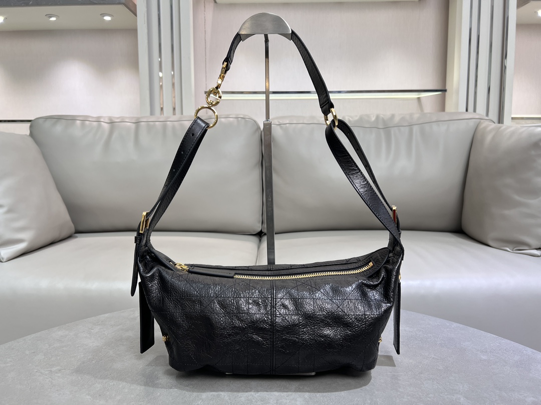 Dior D-Journey Bag Black Flat Macrocannage