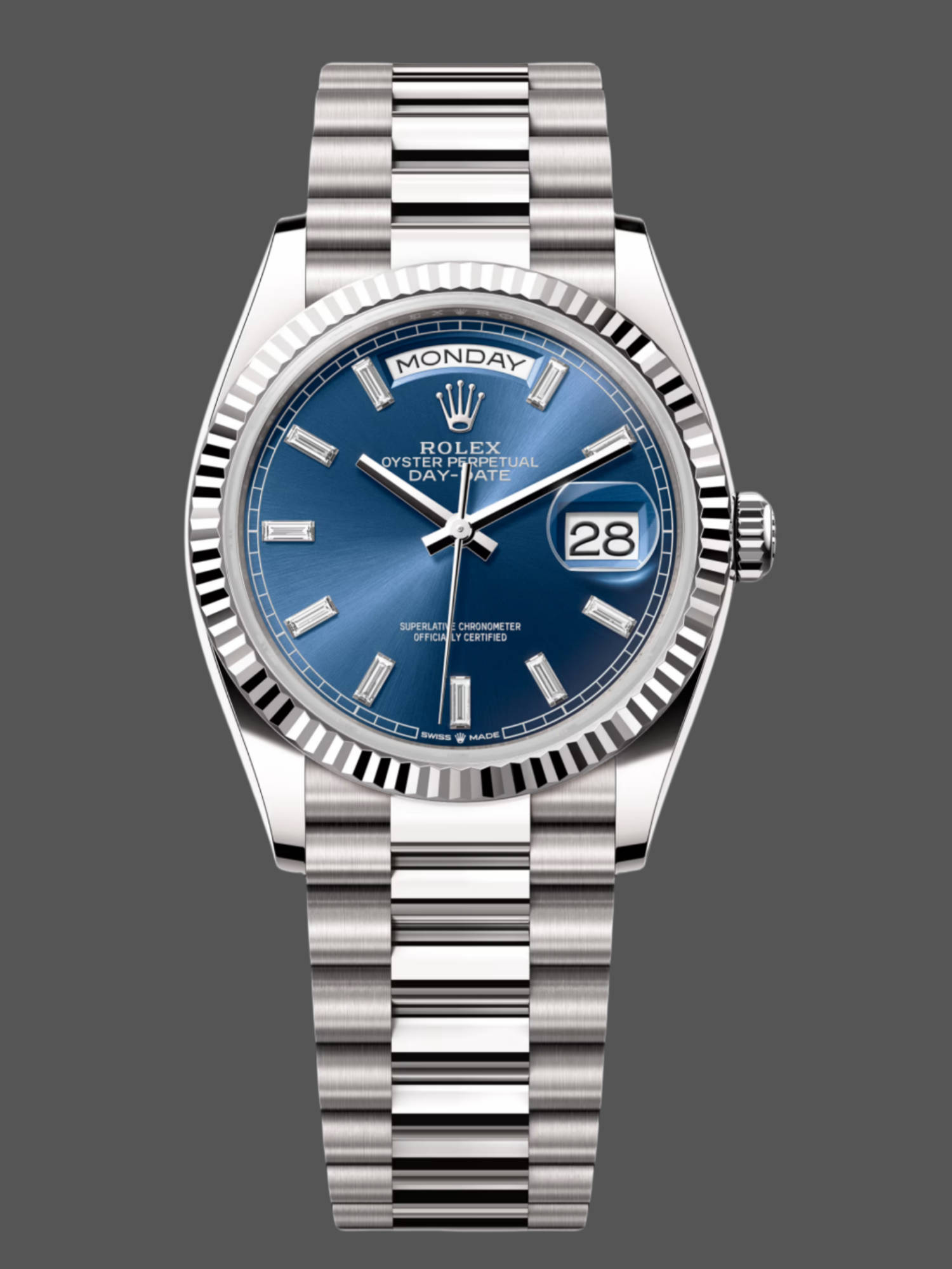 Rolex Day Date White Gold 36 Blue Diamond Dial m128239 0069