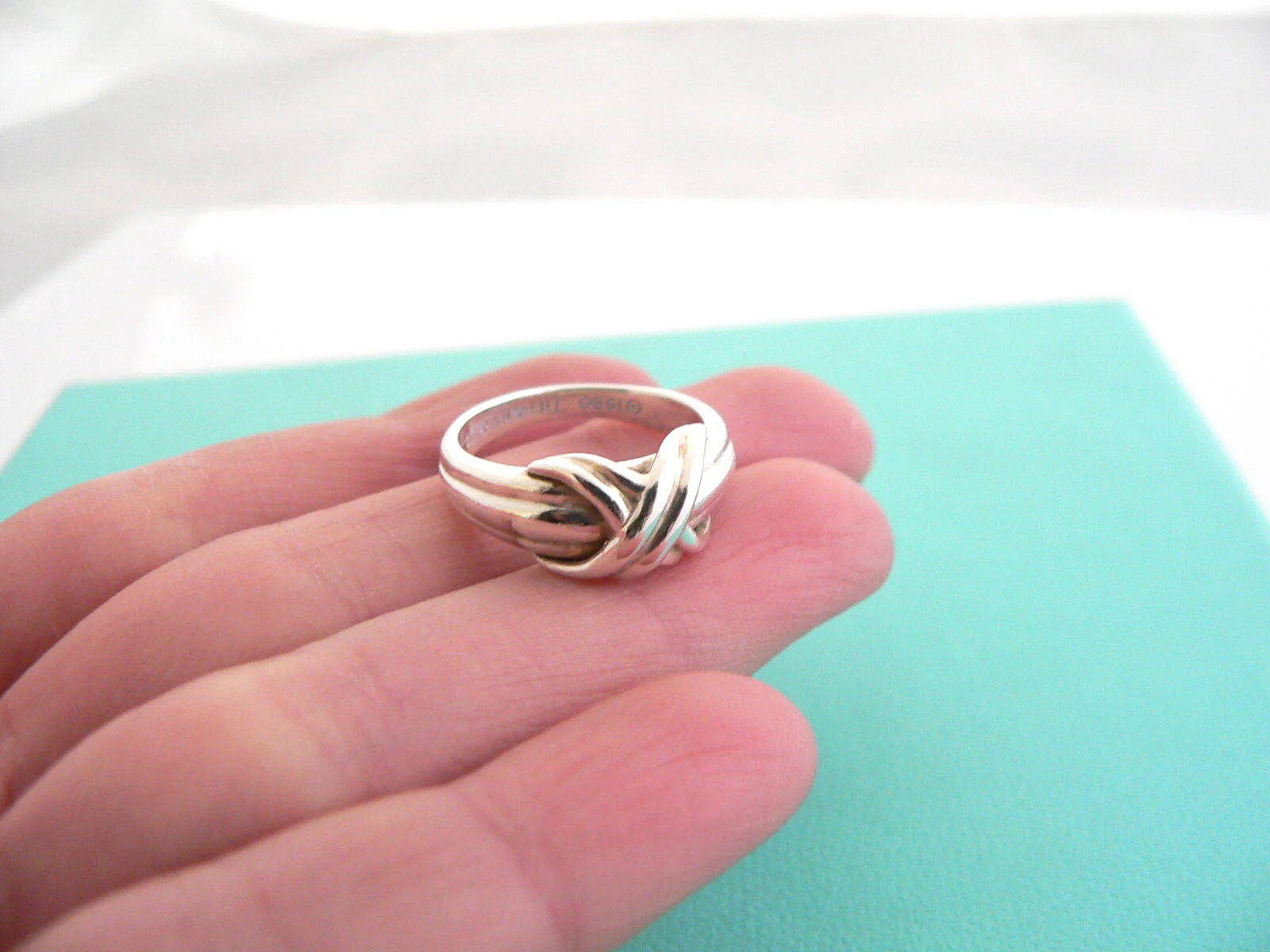 Tiffany & Co Silver Signature X Ring Band Sz 5.25 Rare Gift Love Infinity