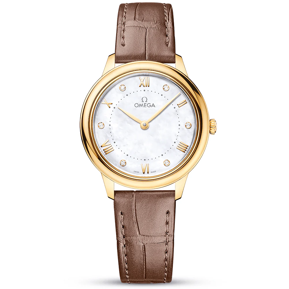 De Ville Prestige 30mm 18ct Yellow Gold Diamond Dial Strap Watch