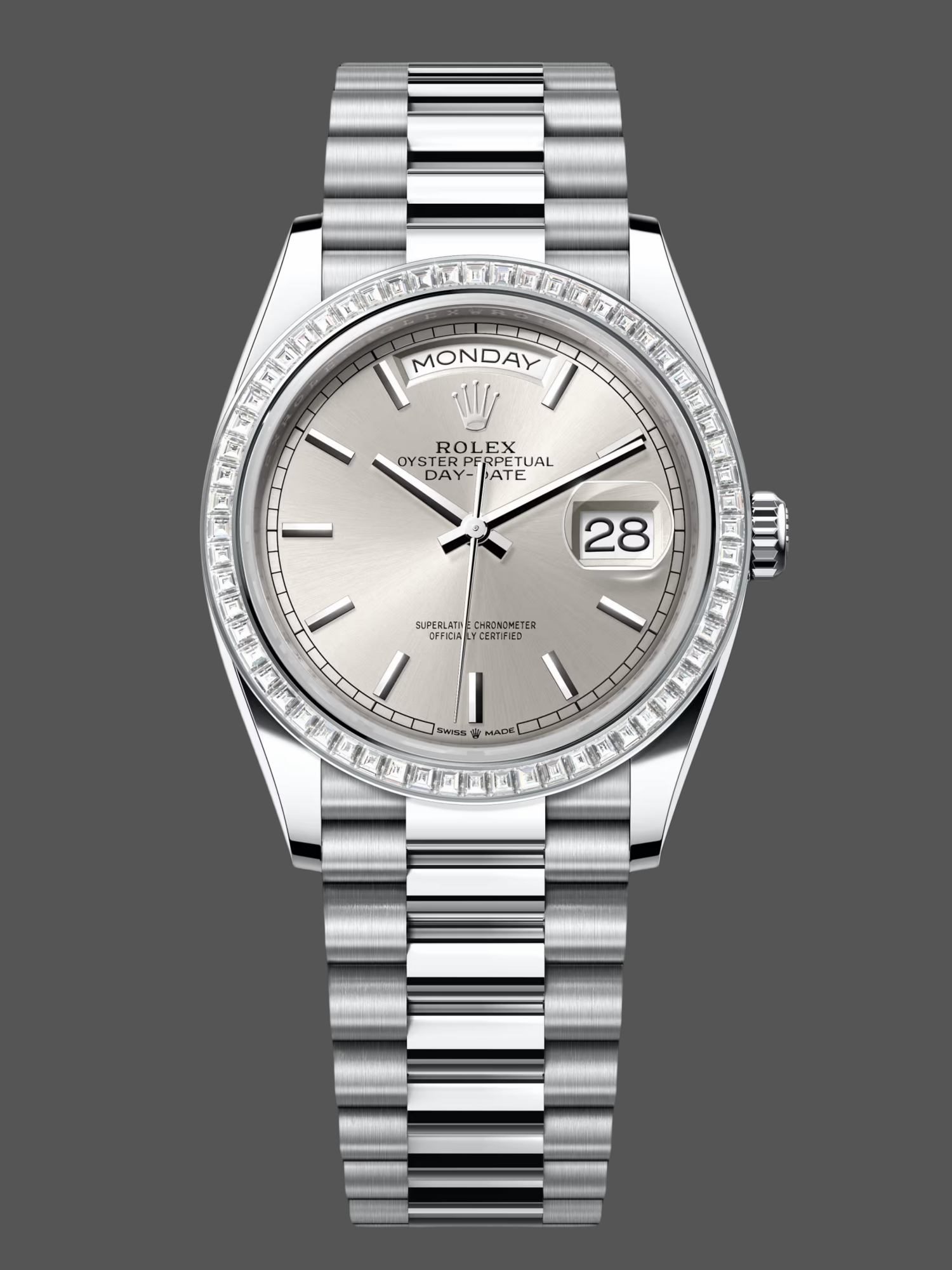 Rolex Day Date 36mm Platinum and Diamonds Bezel 128396tbr 0004