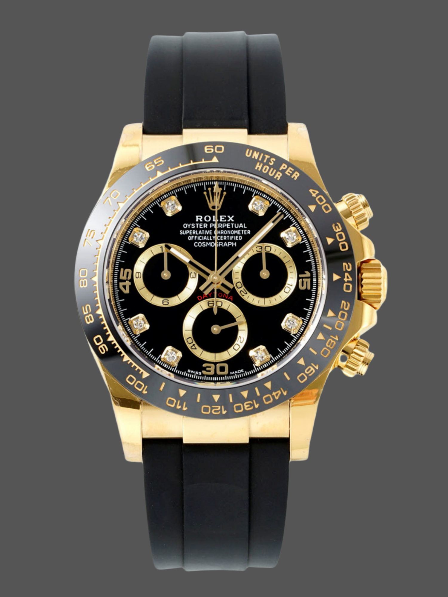 Rolex Daytona 116518LN Yellow Gold Black Diamond Dial 40mm Mens Replica Watch
