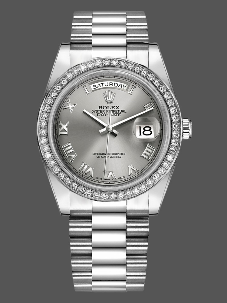Rolex Day-Date 218349 Rhodium Grey Dial 41MM Mens Replica Watch