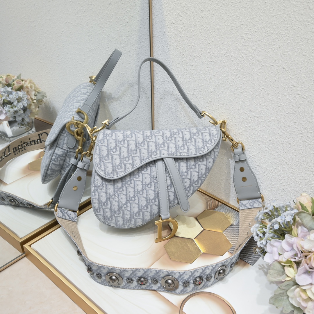 Saddle Bag Gray print with Nailing strap 1003 XB012 25.5cm