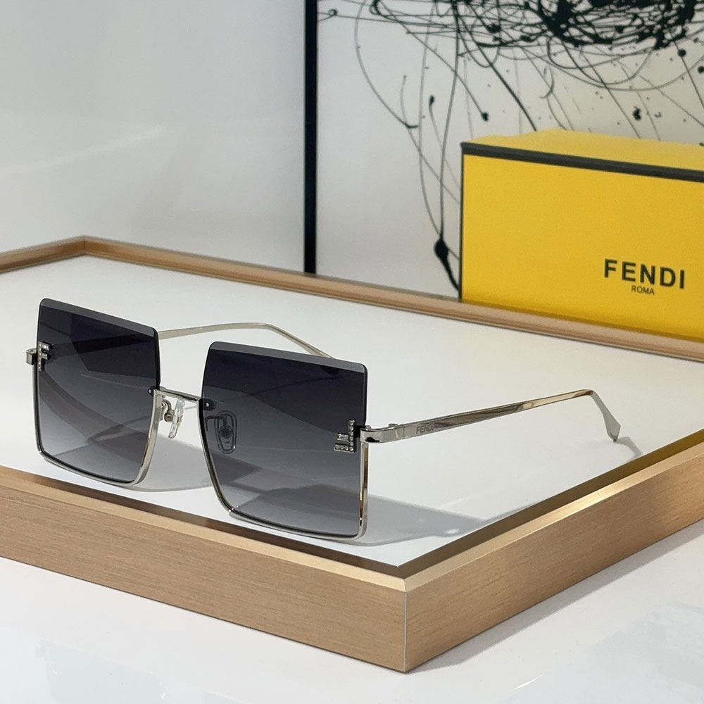 Fendi Half Frame Thin Metal Frame Sunglasses Top quality 锛�Replica锛�
