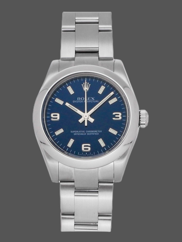 Rolex Oyster Perpetual 177200 Blue Arabic Dial Domed Bezel 31mm Lady Replica Watch