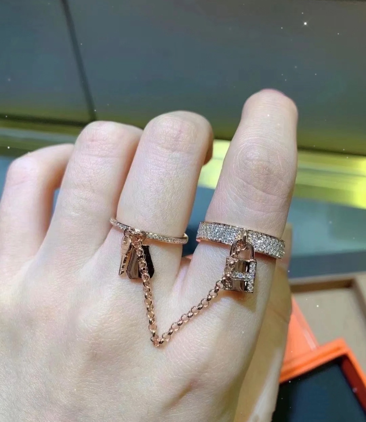Hermes Full Diamond Connecting Ring