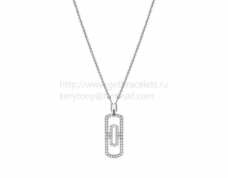 Parentesi White Gold Necklace with Full Pave Diamonds