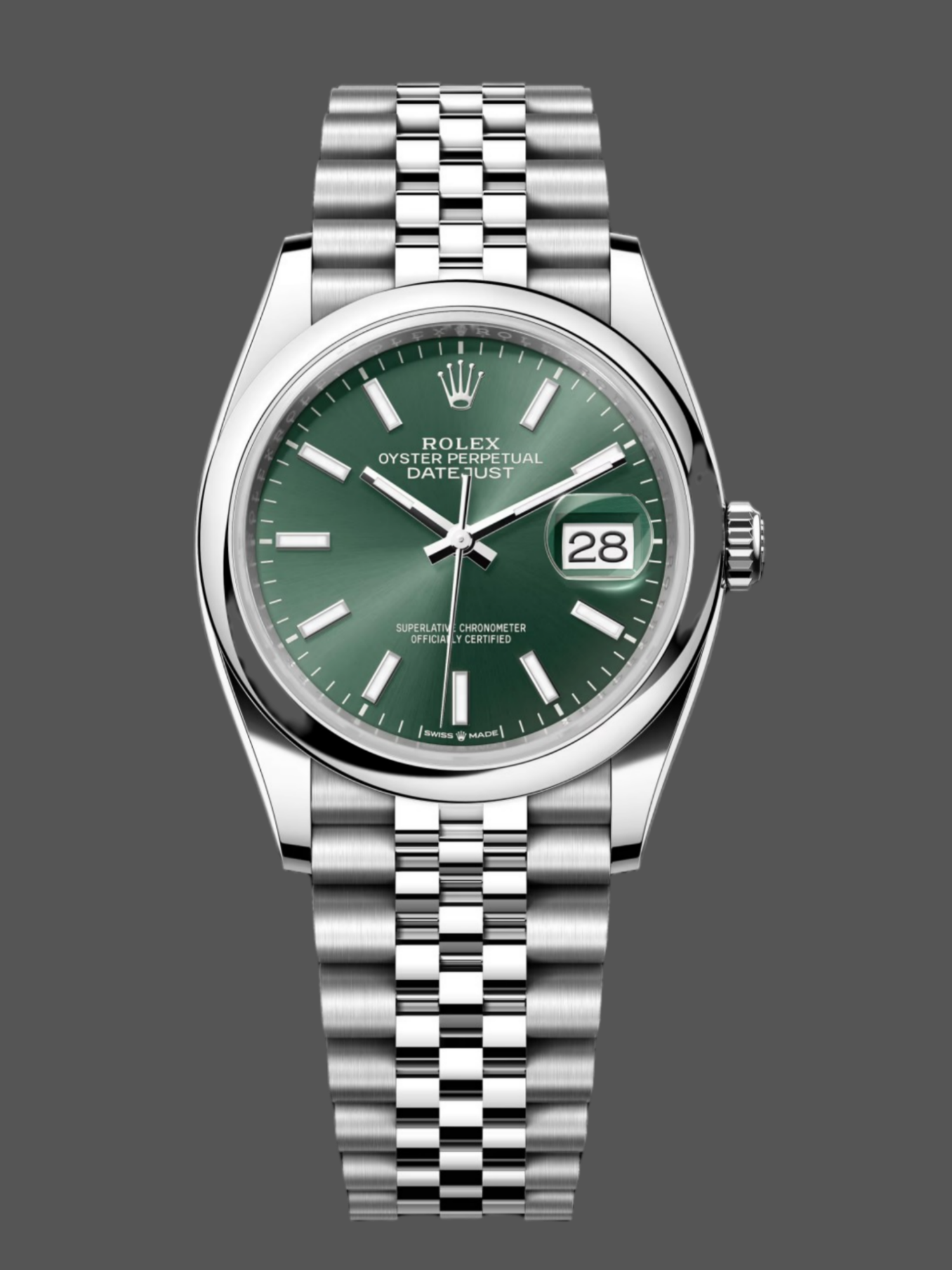 Rolex Datejust 36 Stainless Steel Mint Green Dial Jubilee M126200-0023