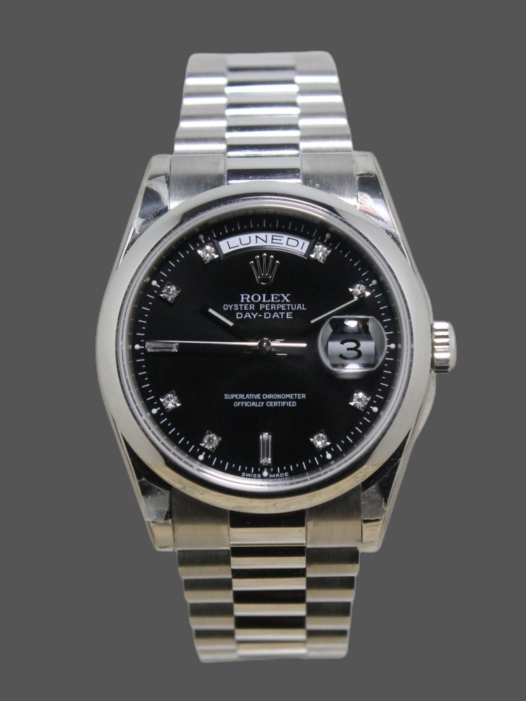 Rolex Day Date 118206 Black Diamond Dial 36mm Unisex Replica Watch