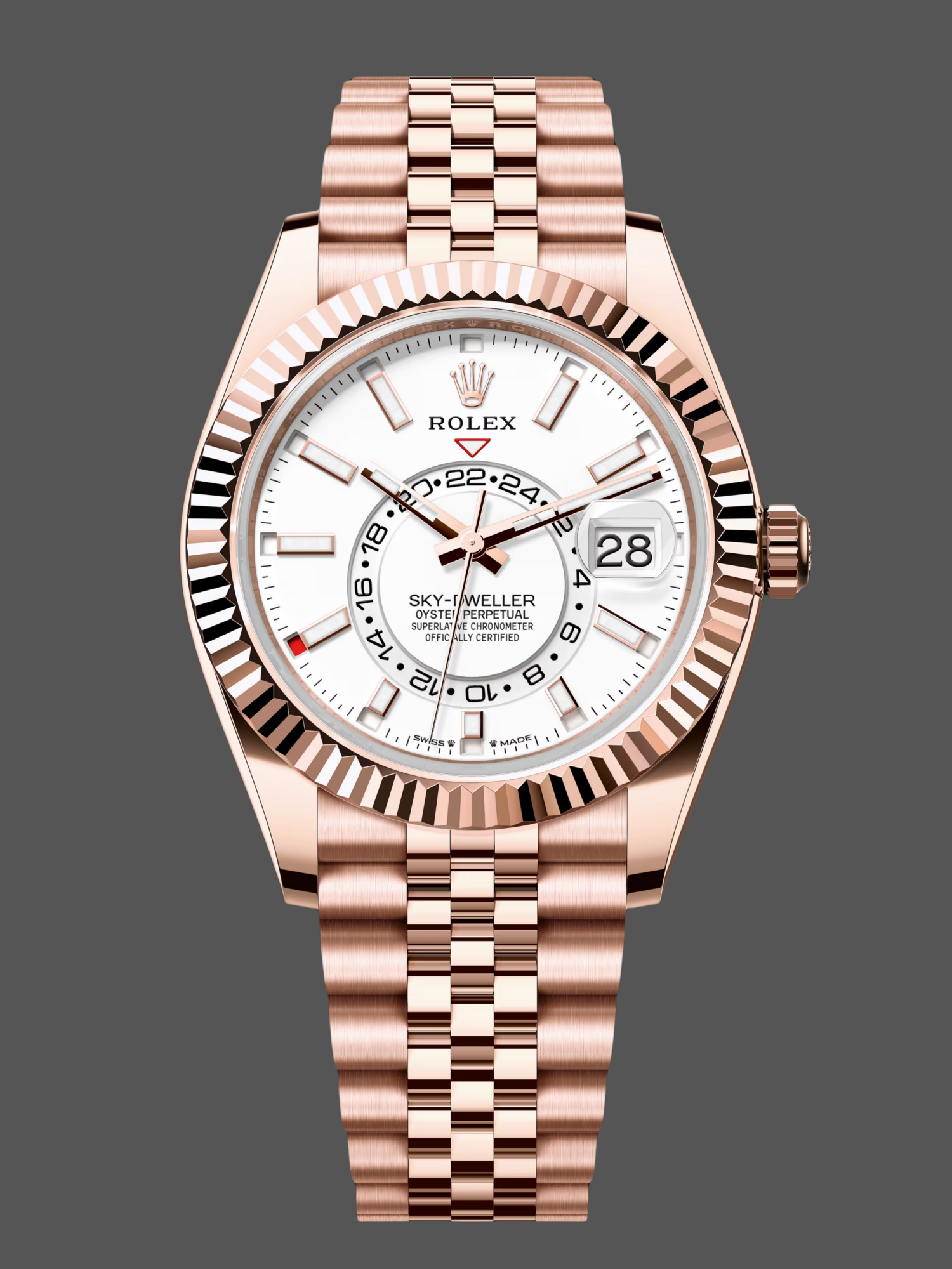 Rolex Sky Dweller 42mm Intense White Dial Fluted Bezel Jubilee Bracelet m336935 0007