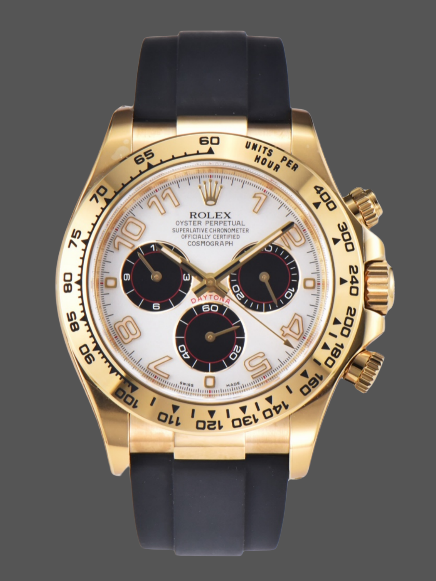 Rolex Cosmograph Daytona Yellow Gold Case Silver Dial 116518 Men's Watch